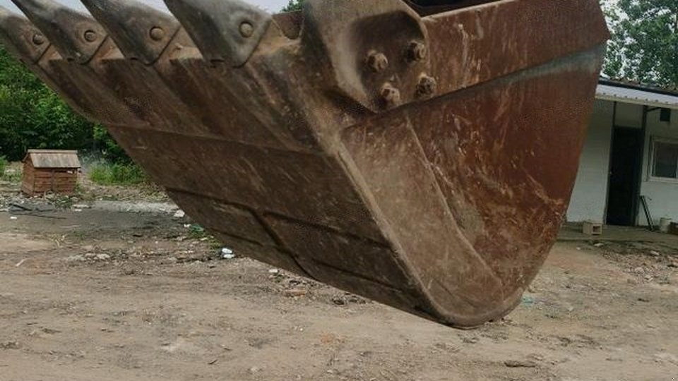 Close-up of a digging bucket and its teeth