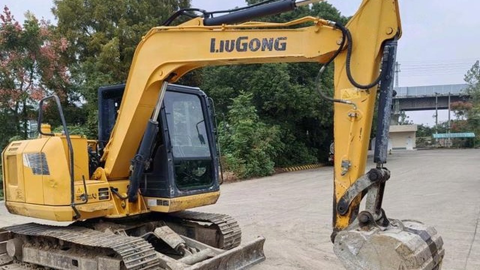 Liugong compact excavator with its bucket lowered